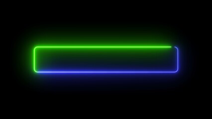 Abstract neon rectangle frame on isolated black background.  borders frame glowing neon lights loop illustration. Abstract bright neon lines rectangle frame beautiful illustration background.