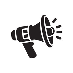 Sound Speaker Megaphone Icon: Single Solid Vector Illustration for Website Design, Logo, App, Template