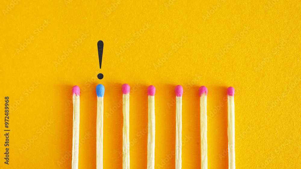 Poster got an idea. creative imagination. business creativity new idea shown by match with different color 