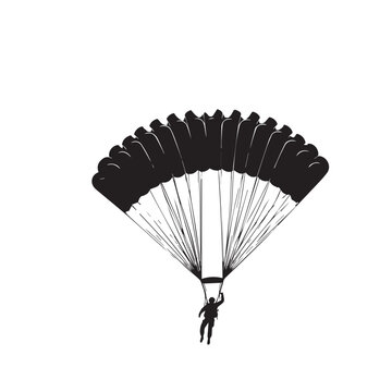 Parachuters silhouette vector. Parachuters logo, icon vector design isolated on white background.