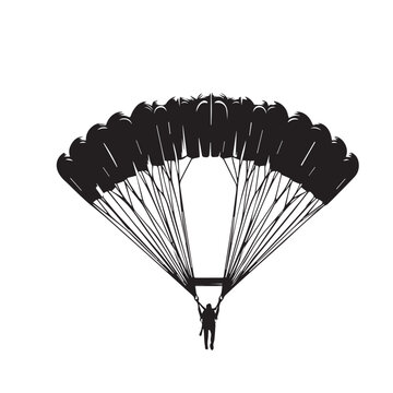 Parachuters silhouette vector. Parachuters logo, icon vector design isolated on white background.