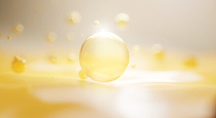 serum and vitamin drop on skin cell. serum through the skin layer and reduce up saggy skin of the skin cell. 3d rendering.