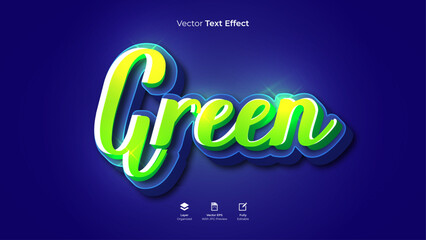 Green editable 3d text effect template vector typography design