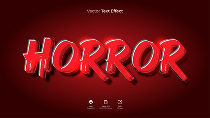 Horror editable 3d text effect template vector typography design
