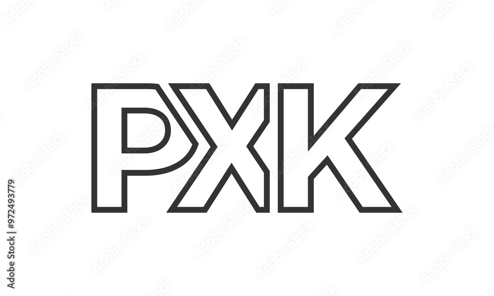 Fototapete PXK logo design template with strong and modern bold text. Initial based vector logotype featuring simple and minimal typography. Trendy company identity.