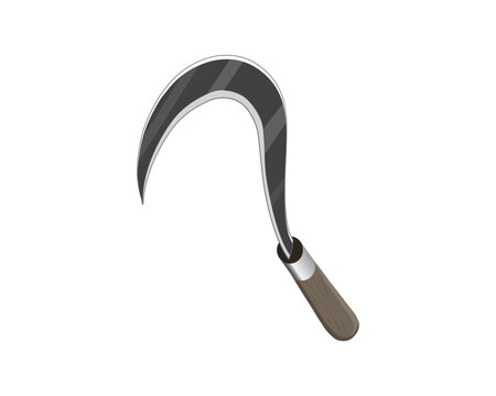 vector design of a sharp knife-like tool for cutting weeds or grass and also rice called a celurit