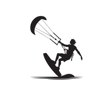 recommend clip art: Kite Surfing vector silhouette. Kite Surfing logo, icon isolated on white background. Kite Surfing vector illustration.