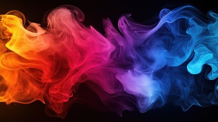 Obraz premium Colorful rainbow smoke on black background. Abstract wallpaper, backdrop, surface 