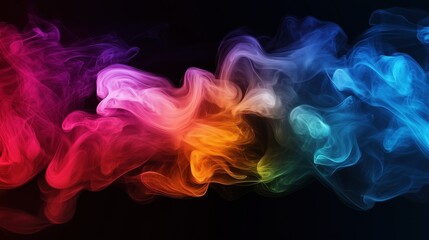 Fototapeta premium Colorful rainbow smoke on black background. Abstract wallpaper, backdrop, surface 