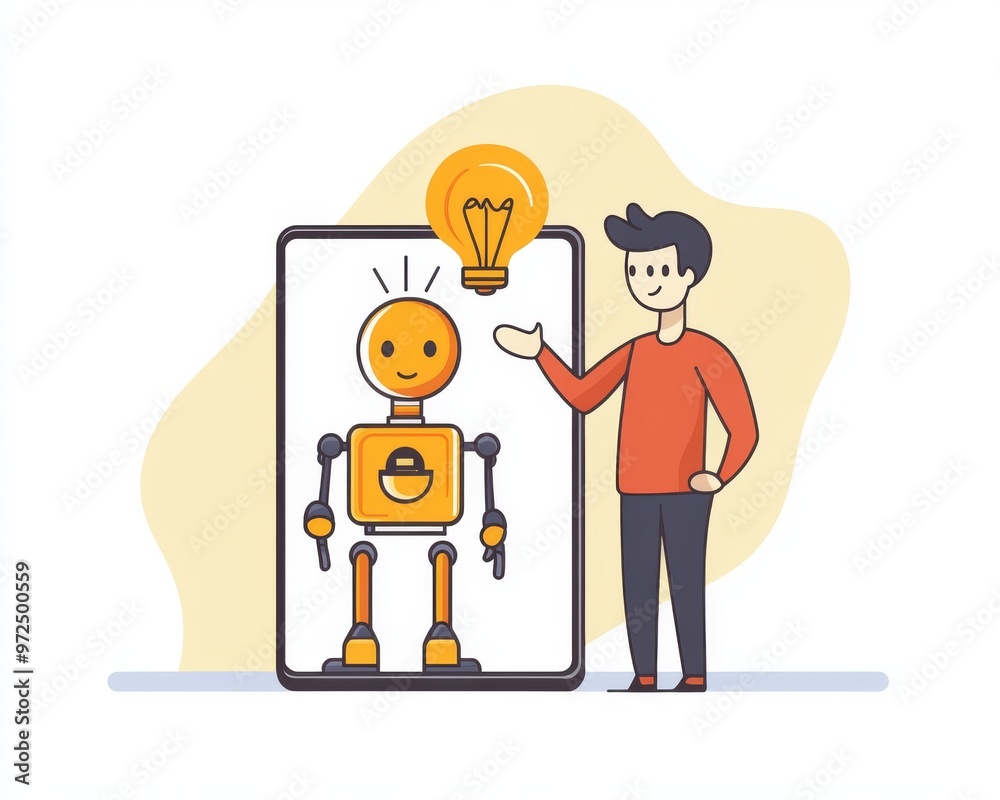Poster using ai chat bots to communicate with customers. helping the customer remotely through phone messen