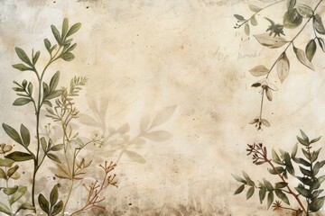 autumn fall natural plant motif empty frame card design with antique paper and space in middle 4