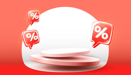Podium percentage discount on sale, holiday sale, poster discount banner offer. Vector illustration