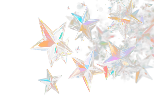 Elegant Glass Star Design with Transparent Background