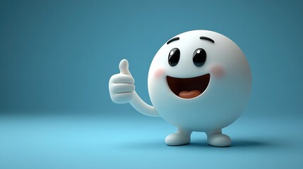 3d funny cartoon character flexible boneless hand appears thumb up isolate3d on blue background like gesture best offer recommendation concept