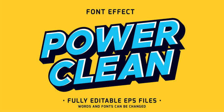 3d shear style text effect with power clean word for cleaning products