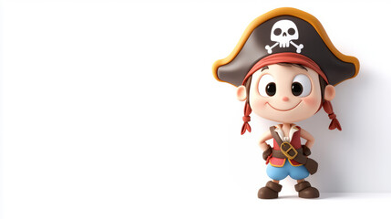 Funny amusing pirate cartoon on a white background