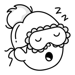 Sleeping character icon in drawing style 
