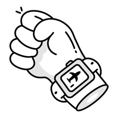 Smart travelling icon in doodle style 