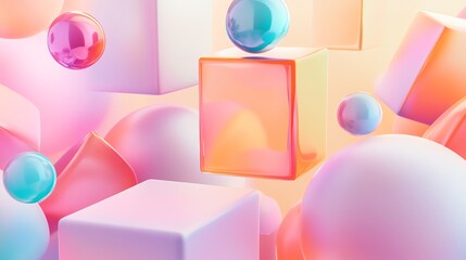 Abstract colorful 3d geometric shapes.