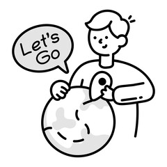 Travel destination icon in drawing style

