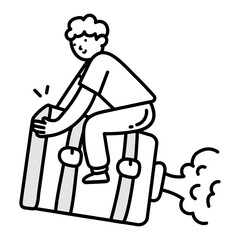 Travel fun icon in drawing style

