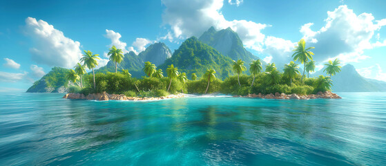 Pirate Island with Blank Space for Text (High Resolution)	