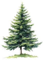 Fototapeta premium PNG Green Spruce tree illustration watercolor art.