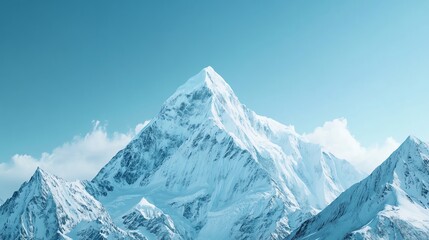 Obraz premium Snowy mountain peaks against a blue sky.