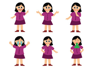 cute little girl in various expressions and movements