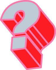 Retro Comic Style Alphabet Bold Vector Symbol Question in Pink and Red