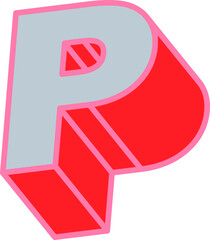 Retro Comic Style Alphabet Bold Vector Letter P in Pink and Red