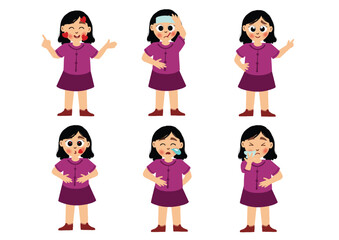 cute little girl in various expressions and movements