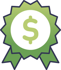 Green round badge icon with a dollar symbol, representing money, financial reward, or cashback offer.