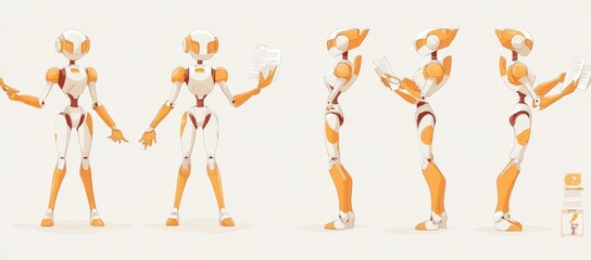 Stock bundle, virtual assistant body, digital appearance kit, minimalistic modern illustration, abstract AI robot figure.