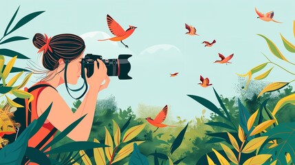 Illustration of photographer celebrating world photography day