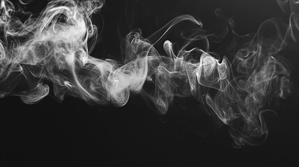 Fototapeta premium White Cloud Isolated on Black Background. Good for Atmosphere Creation and Composition. Collection Set, White cloud isolated on black background,Textured smoke,brush effect.