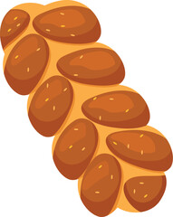 Freshly baked challah bread loaf with sesame seeds on top, representing a traditional jewish cuisine