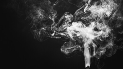 Smooth abstract smoke , Set of different clouds of smoke isolated on black background. 