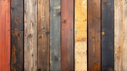 Rustic wood background with weathered planks in various colors.