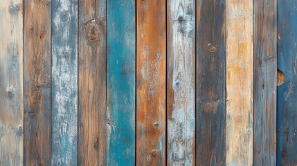 Fototapeta premium Weathered wooden planks with a rustic, worn look.