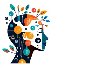 AI-powered analytics, business decision support, flat design illustration