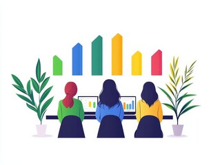 Website heatmap analysis, user interaction data, flat design illustration