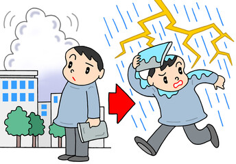 災害・事故のイラスト - 悪天候・雷雨・爆弾低気圧・大荒れ・大雨