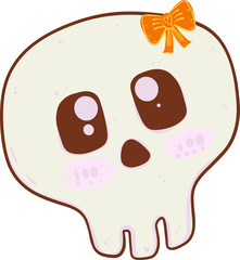 cute Skull hand drawn in vector file for Halloween decoration. 