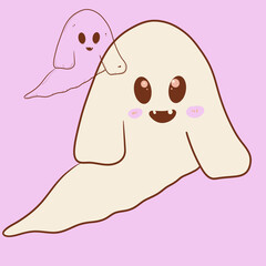 Cute ghost hand drawn for Halloween decoration in vector file.