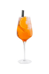 Aperol spritz cocktail standing on white background