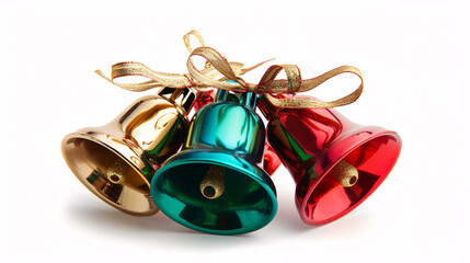 Christmas bells , shiny Christmas bells , Christmas bells with gold ribbons