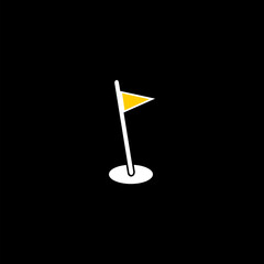 Golf icon thin line outline linear golf symbol isolated on black background.