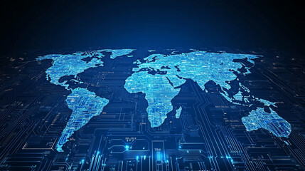 Detailed world map with borders of states. Isolated world map. fancy and futuristic world map in brown and blue colors