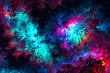 Fototapeta premium Stunning images of nebulae, dominated by blue and brown colors and fog, galaxy